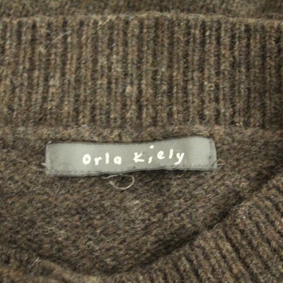 Orla Kiely Lambswool Angora Double Breasted Brown Floral Trim Sweater Cardigan S - Picture 5 of 6